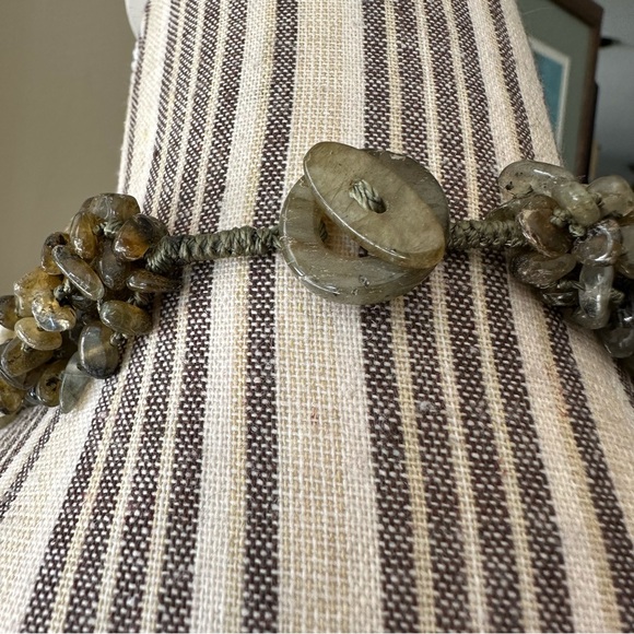 Jaden Labradorite Green Moss & Real Pearl Huge Multi-strand Necklace Heavy Duty - Picture 3 of 16